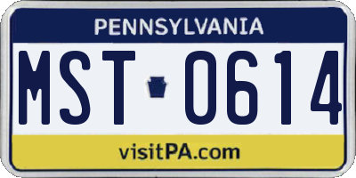 PA license plate MST0614