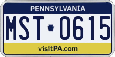 PA license plate MST0615