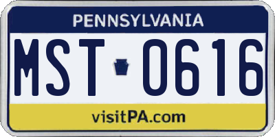 PA license plate MST0616