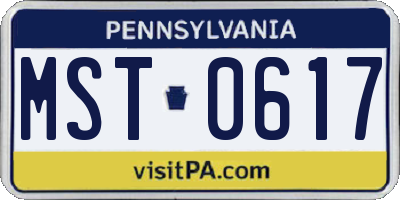 PA license plate MST0617