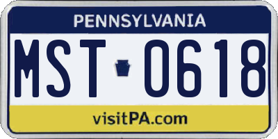 PA license plate MST0618