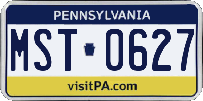 PA license plate MST0627
