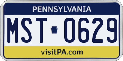 PA license plate MST0629