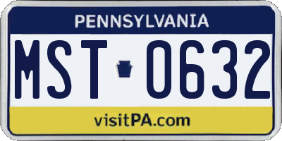 PA license plate MST0632