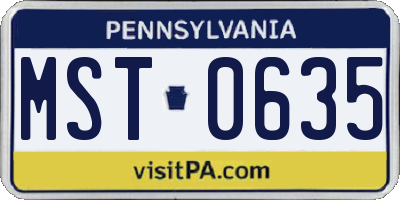 PA license plate MST0635