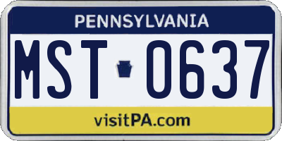 PA license plate MST0637
