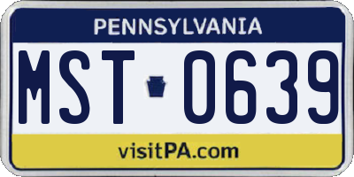 PA license plate MST0639