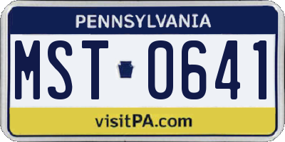 PA license plate MST0641