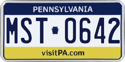 PA license plate MST0642
