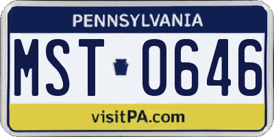 PA license plate MST0646