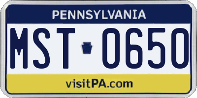 PA license plate MST0650