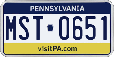 PA license plate MST0651