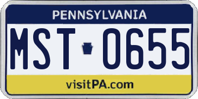 PA license plate MST0655