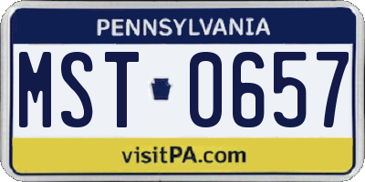 PA license plate MST0657
