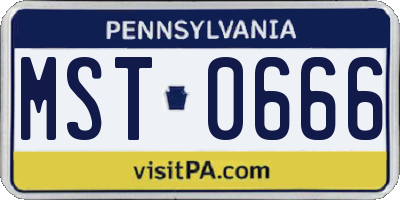 PA license plate MST0666