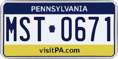 PA license plate MST0671