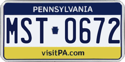 PA license plate MST0672