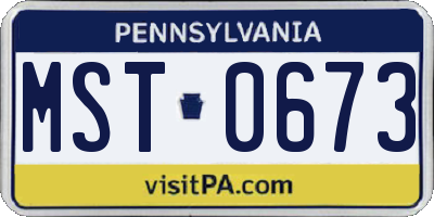 PA license plate MST0673