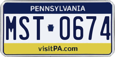 PA license plate MST0674