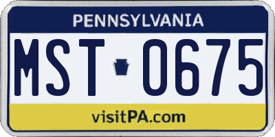 PA license plate MST0675