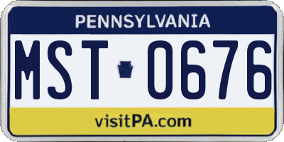 PA license plate MST0676