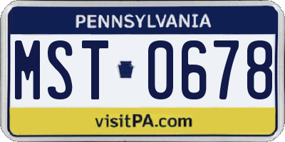 PA license plate MST0678