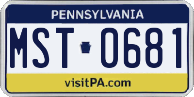 PA license plate MST0681