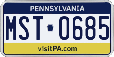 PA license plate MST0685