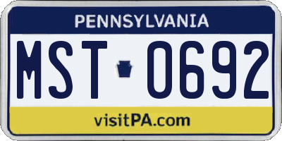 PA license plate MST0692