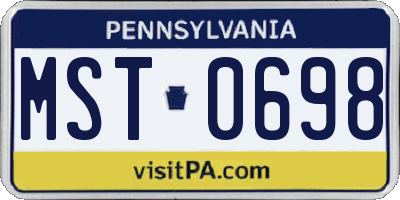 PA license plate MST0698