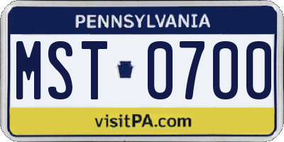 PA license plate MST0700