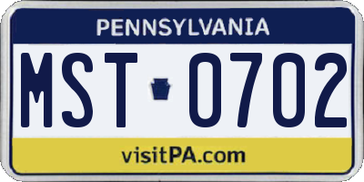 PA license plate MST0702