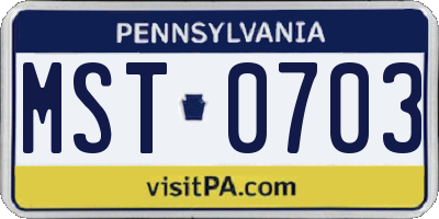 PA license plate MST0703