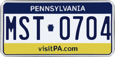 PA license plate MST0704