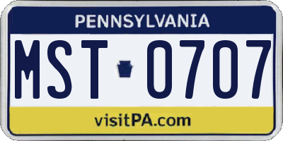 PA license plate MST0707
