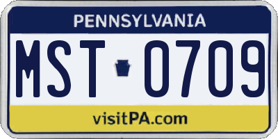 PA license plate MST0709