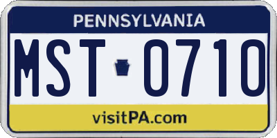 PA license plate MST0710