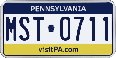 PA license plate MST0711