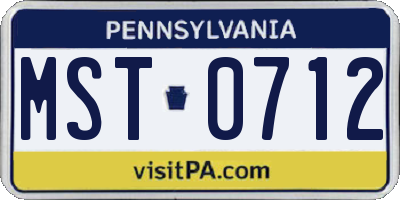 PA license plate MST0712