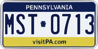 PA license plate MST0713
