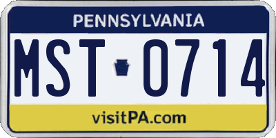 PA license plate MST0714