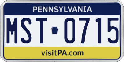 PA license plate MST0715