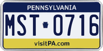 PA license plate MST0716