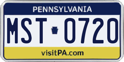 PA license plate MST0720