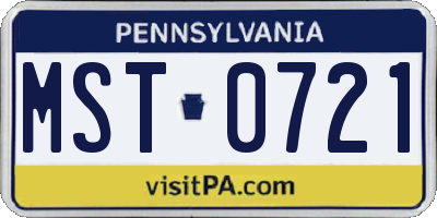 PA license plate MST0721