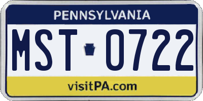 PA license plate MST0722