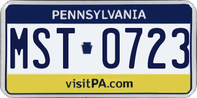PA license plate MST0723