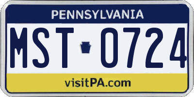 PA license plate MST0724