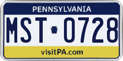 PA license plate MST0728