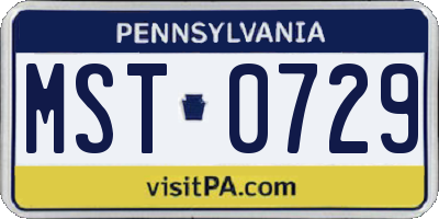 PA license plate MST0729